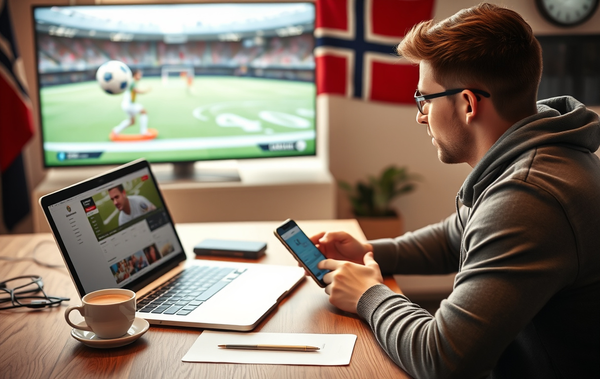 Norsk spiller sammenligner odds på bettingside med laptop og mobil
